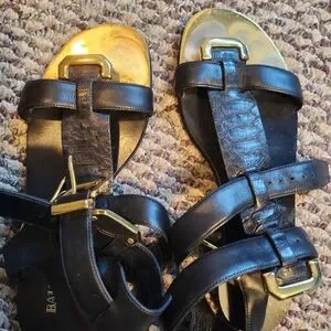 Balmain | Shoes | Balmain Black And Gold Sandals With Luxe  display picture 1